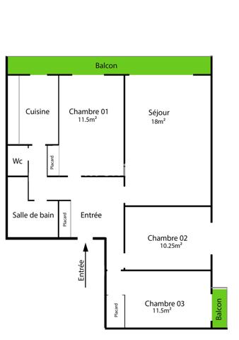 Appartement 4 pièces - 72 m²