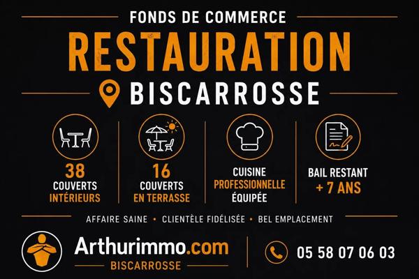 Vente                                                      Fonds de commerce
                        
                     1 pièces                      75 m2                     à Biscarrosse