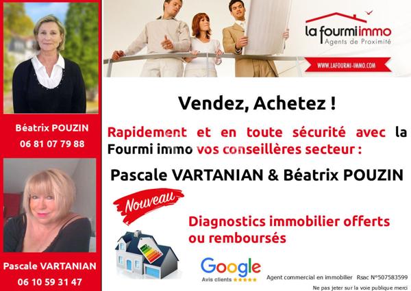 T3 de 73 m² 62 Carrez 2 ch. espace bureau et garage 22 m²