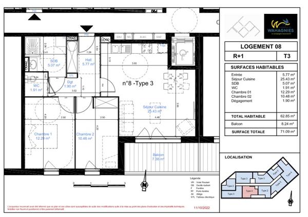 Wahagnies (59261) Nouvelle résidence Wahagnies Appartement T3