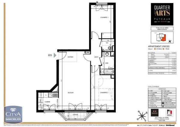 Appartement à louer 3 pièces 67.55m²