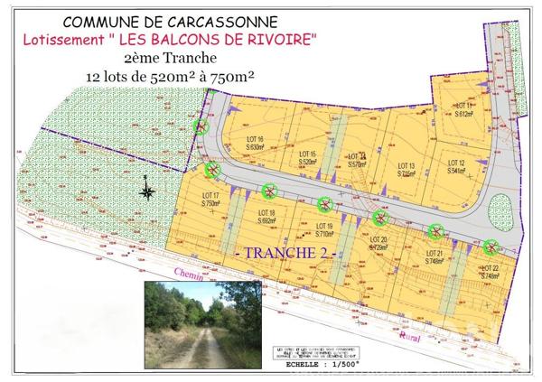 CARCASSONNE ? Les Balcons de Rivoire ? Terrain viabilisé de 748 m² avec vue dégagée