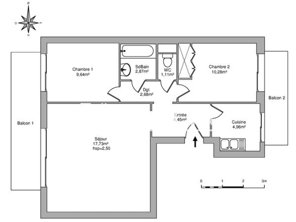 Location Appartement 3 pièces 60.14 m² - LE PARME Le Cannet Rocheville 06110
