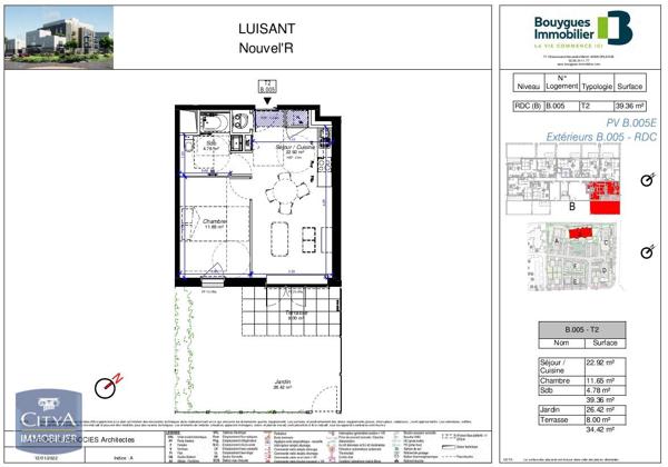 Appartement à louer 2 pièces 39.36m²