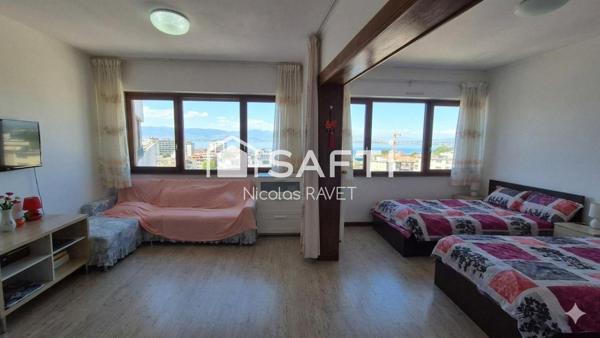 Studio traversant avec vue panoramique Lac Léman