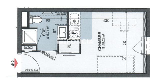 Location Studio meublé 18.62 m² - Tours 37100