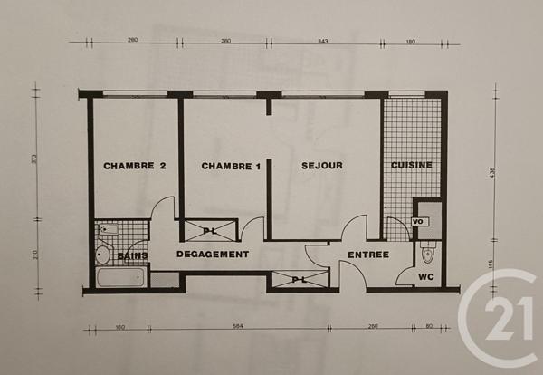 Appartement F3 à vendre  3 pièces - 58,43 m2 PARIS - 75017