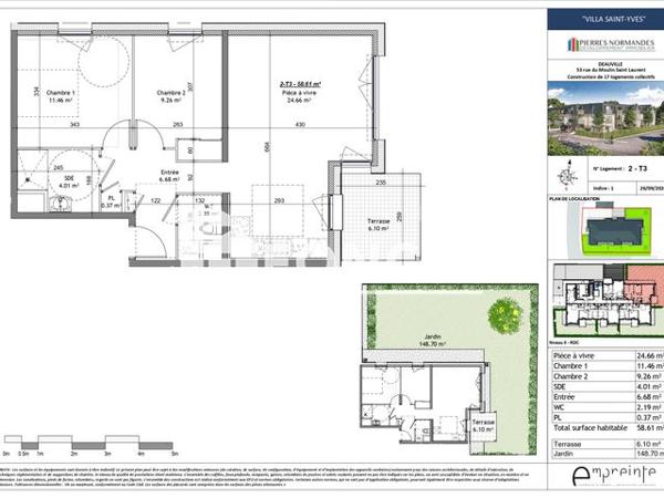 À vendre Appartement 3 pièces 58.61 m² - Deauville 14800