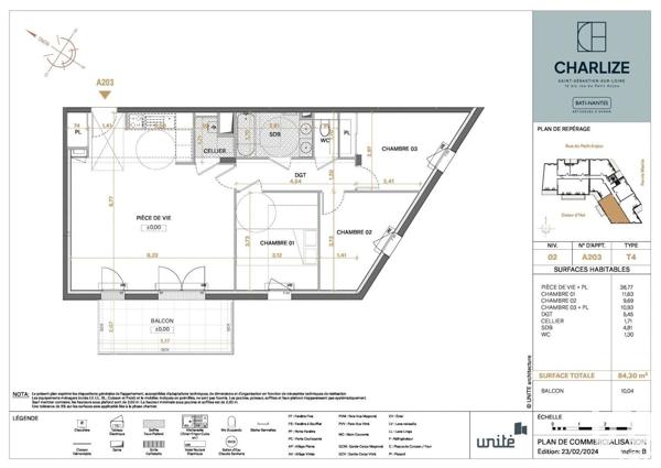 Appartement 4 pièces de 84 m² à Saint-Sébastien-sur-Loire (44230)