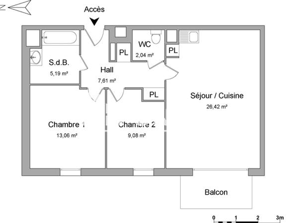 Location Appartement 3 pièces 63.4 m² - RUE FRANCOIS MITTERRAND - RUE LAMARTINE Armentieres 59280
