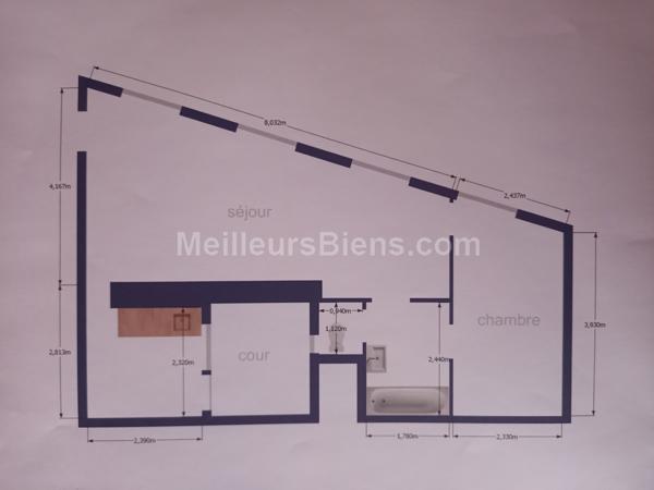 Appartement 3 pièces ou bureau.