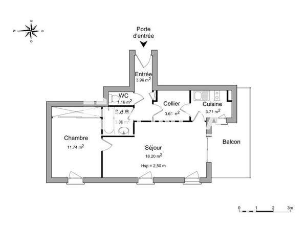 Location Appartement 2 pièces 45.48 m² - LES DEUX TOURS 2 - D105 - 5 RUE MONTAIGNE La Rochelle 17000