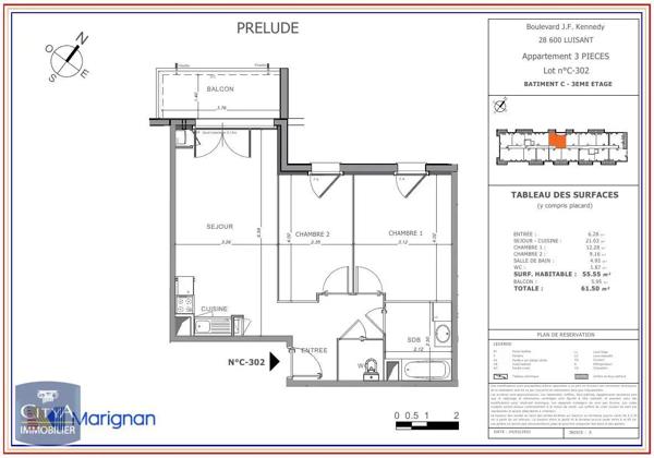 Appartement à louer 3 pièces 55.55m²