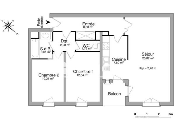 Location Appartement 3 pièces 72.85 m² - 28 ALLEE NATHAN KATZ Mulhouse 68100