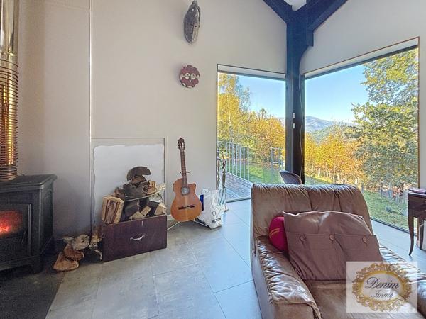 Chambon (30450) Maison de campagne Bioclimatique avec vue dominante et panoramique sur les Cévennes en bordure du Parc Naturel