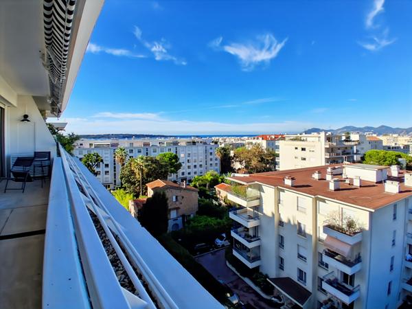 Cannes, Basse-Californie, Appartement de 2 pièces de 59.52 m2 avec terrasse, cave, garage. Vue mer.