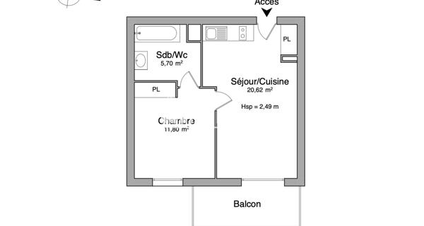 Location Appartement 2 pièces 38.4 m² - Lormont 33310