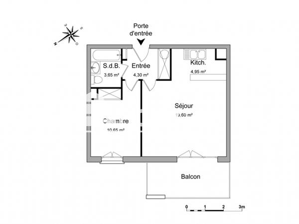 Location Appartement 2 pièces 43.15 m² - 44 AV DU DOCTEUR SCHWEITZER Perpignan 66000