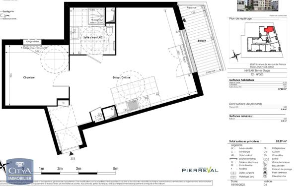 Appartement à louer 2 pièces 47.83m² Juvisy-sur-Orge (91260)