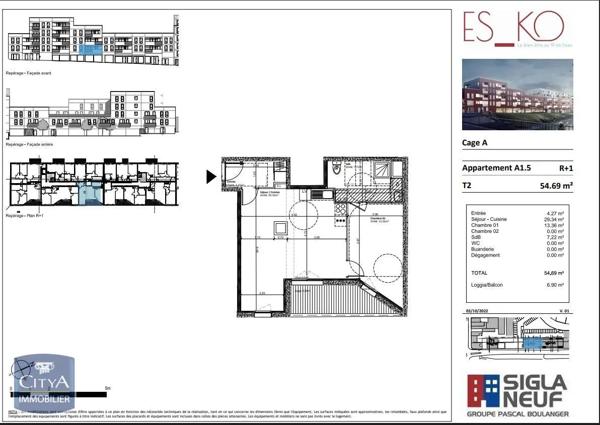 Appartement à louer 2 pièces 54.89m²