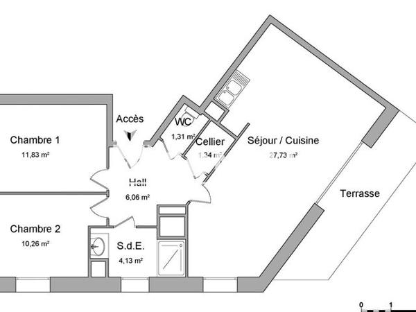 Location Appartement 3 pièces 62.66 m² - RESIDENCE EPURE - 221 RUE DU MARECHAL FOCH PORTE 407 Loos 59120