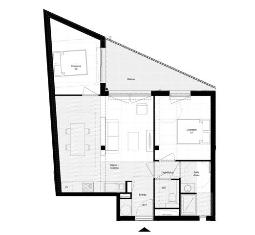 Appartement
         3 pièces
        - 61 m² 686 500 € *