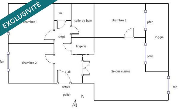 APPARTEMENT T4 TRAVERSANT EN DERNIER ETAGE