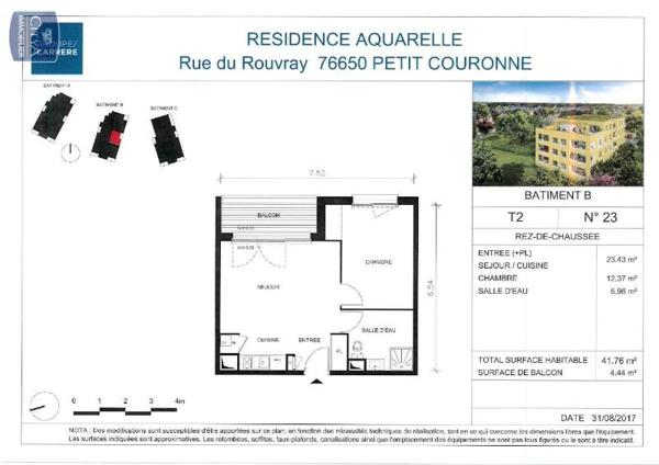 Appartement à louer 2 pièces 41.76m²