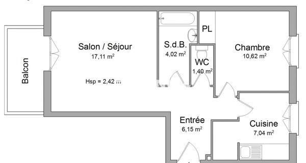 Location Appartement 2 pièces 46.34 m² - Mont-de-marsan 40000