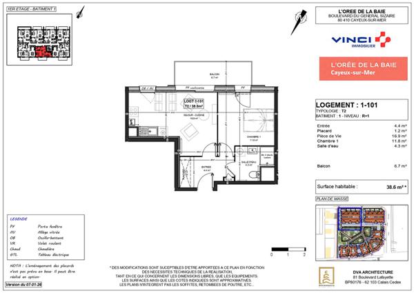 Appartement Cayeux Sur Mer 2 pièces 38.6m² + balcon de 6.7m²