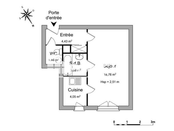 Location Studio 32.2 m² - 5 RUE PAUL ELUARD Ermont 95120