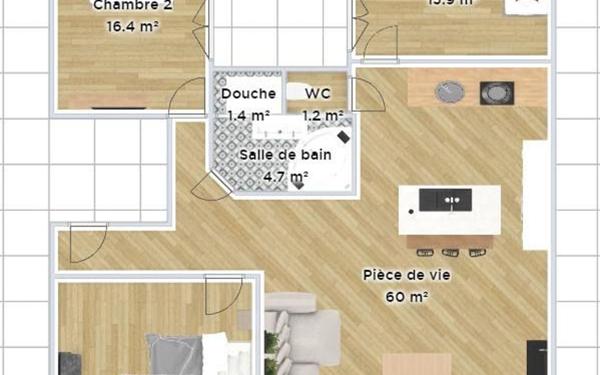 Appartement à vendre    4 pièces • 108 m2 Le Havre