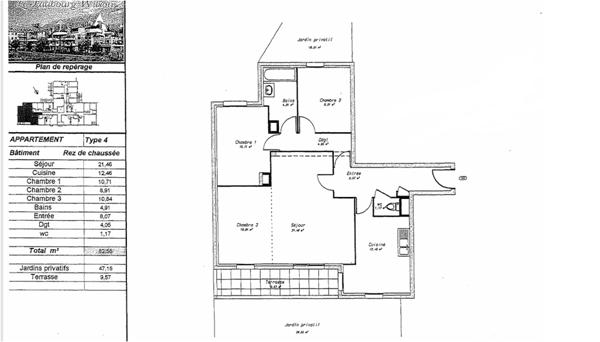 Appartement à vendre 4 pièces 83,52 m² Dijon