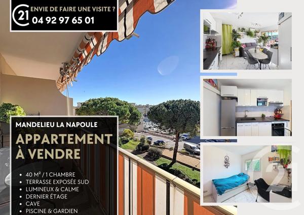 Appartement F2 à vendre  2 pièces - 35 m 2   MANDELIEU LA NAPOULE  - 06
