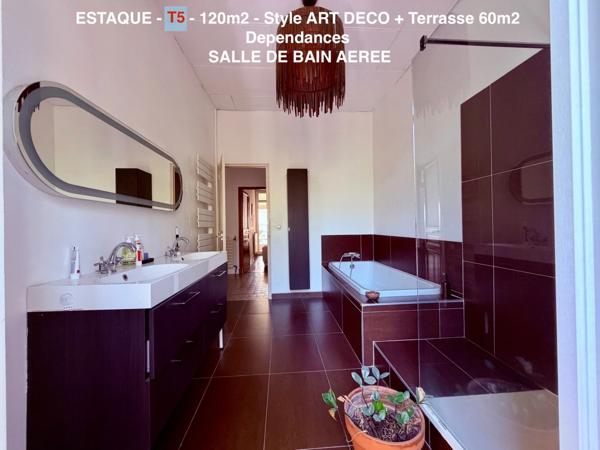 T5 de 120m2 - ESTAQUE - Terrrasse 60 m2 et dépendances.     414 000 euro