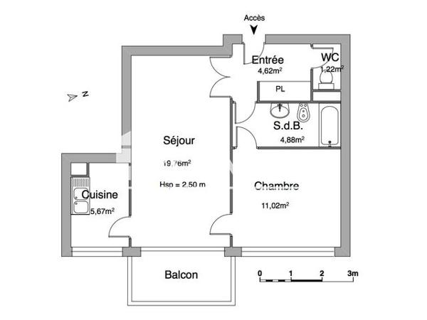 Location Appartement 2 pièces 47.2 m² - 134 COURS DE L'YSER Bordeaux 33800