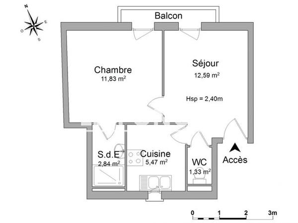 Location Appartement 2 pièces 34.06 m² - 9 RUE GUIBAL Beziers 34500