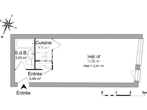 Location Studio meublé 26.64 m² - LE GRAND GALLION - 16 BIS RUE LEONCE VIELJEUX La Rochelle 17000