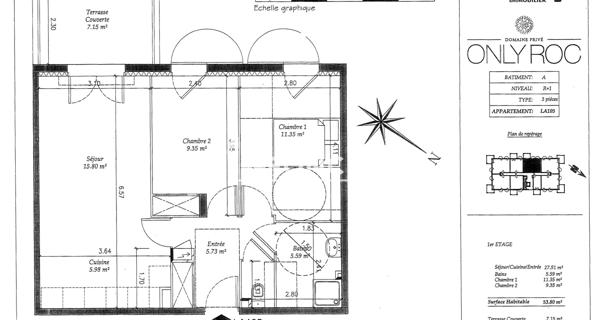 À vendre Appartement 3 pièces 53.27 m² - Roquebrune-sur-argens 83520