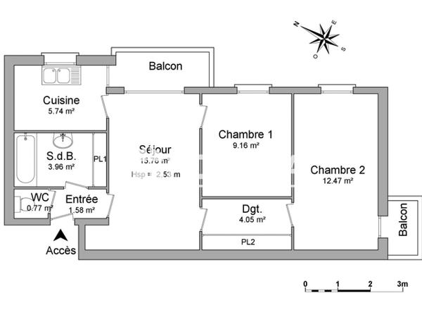 Location Appartement 3 pièces 53.49 m² - PETITES ROCHES Dijon 21000