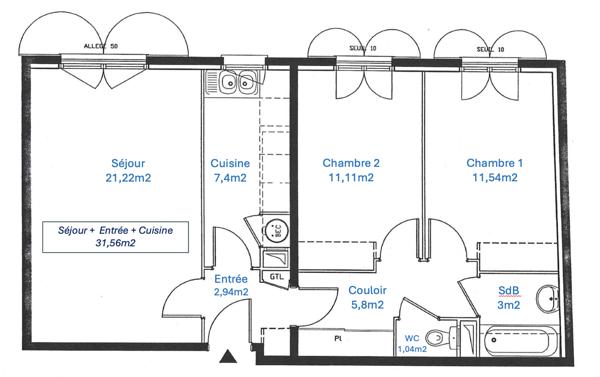 Épinay-sur-Seine (93800) Appartement 3 pièces à Épinay limite Enghien