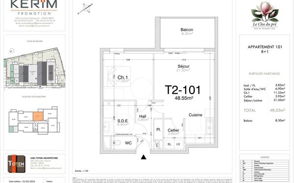Appartement à vendre    2 pièces • 48,55 m2 Guilers