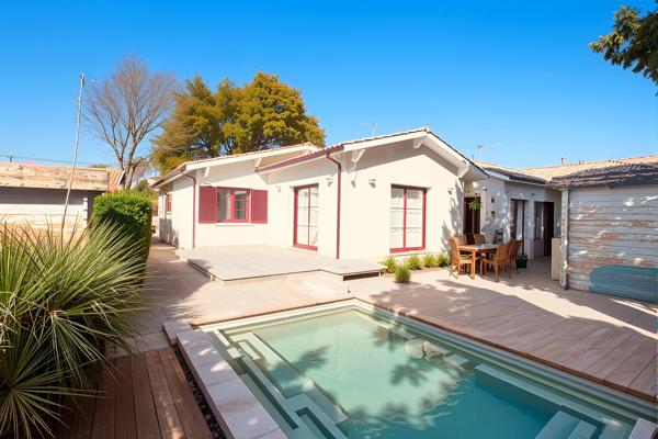 ANDERNOS-LES BAINS MAISON 161m² 5 CHAMBRES PISCINE, TERRAIN 748 m². PLAGE A PIEDS