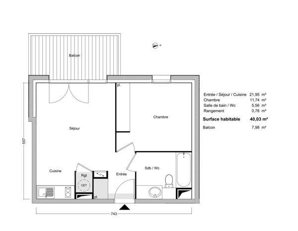 Appartement à vendre 2 pièces 40,03 m² Toulouse