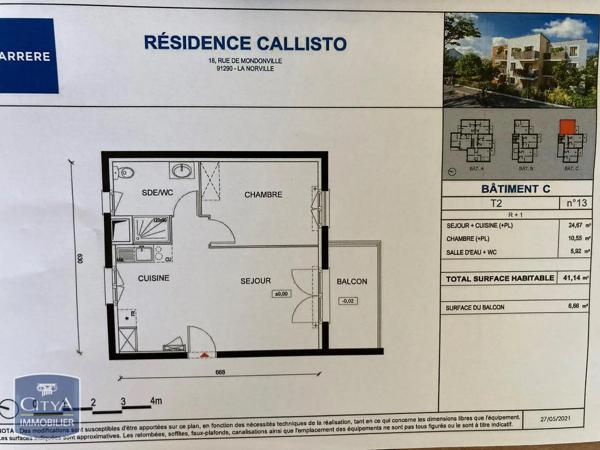Appartement à louer 2 pièces 41.14m² La Norville (91290)