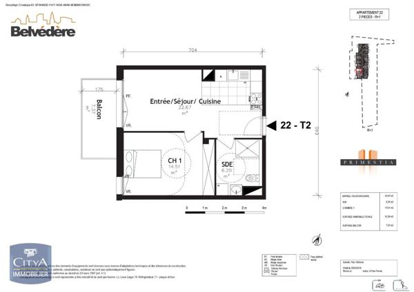 Appartement à louer 2 pièces 43.23m²
