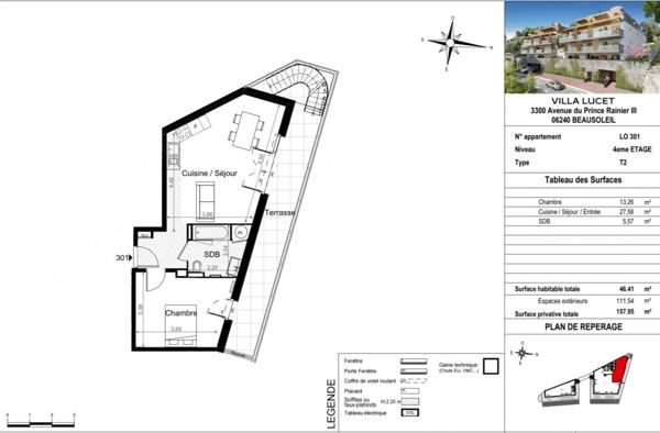 Beausoleil – Aux portes de Monaco – Dernier appartement 2 pièces avec terrasse de 111,5 m²