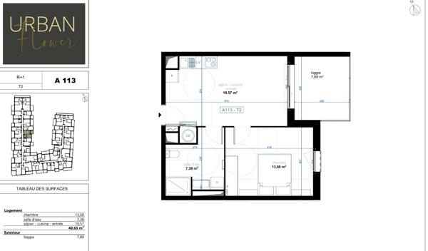 Appartement 2 pièces 40.63 m2
