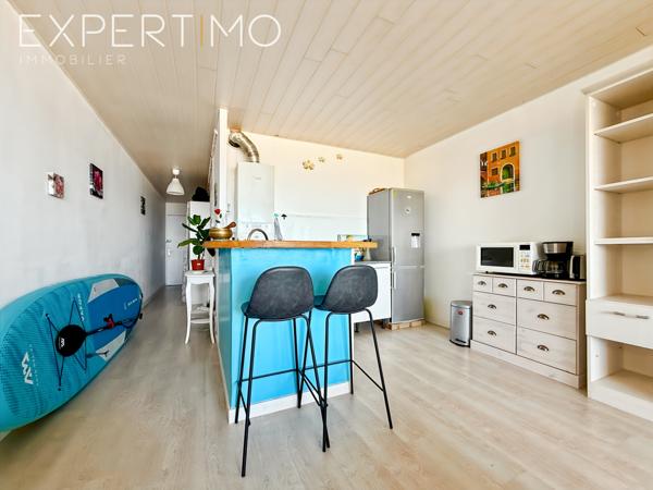 Palavas-les-Flots (34250) Palavas les Flots, vue mer, grand studio d'environ 36 m2, terrasse, parking privé et cellier.