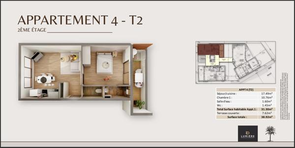 SAINT-DENIS / APPARTEMENT T2 NEUF / STANDING